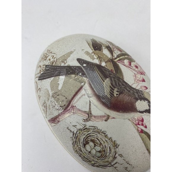 Ceramic Trinket Box Lid Bird Nest Flowers 4" x 3" Jar Container Vanity - Picture 3 of 10